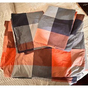 PB Teen Pottery Barn Plaid Twin Duvet 2 Shams GUC